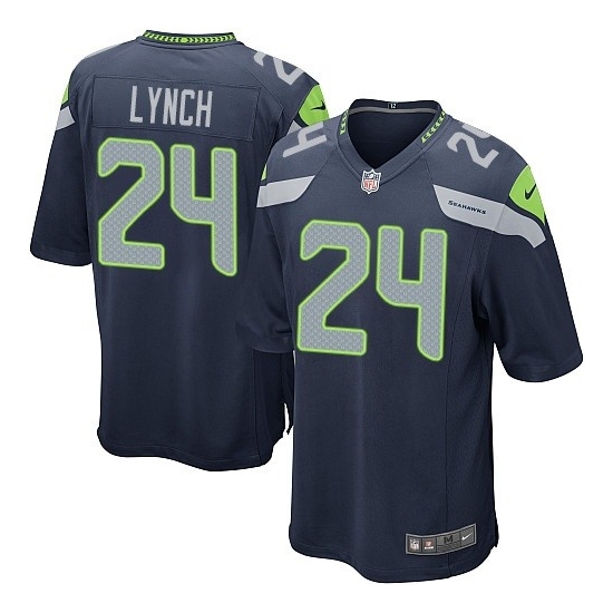 Nike Seattle Seahawks 24 Marshawn Lynch Game Steel Blue Team Color Jersey