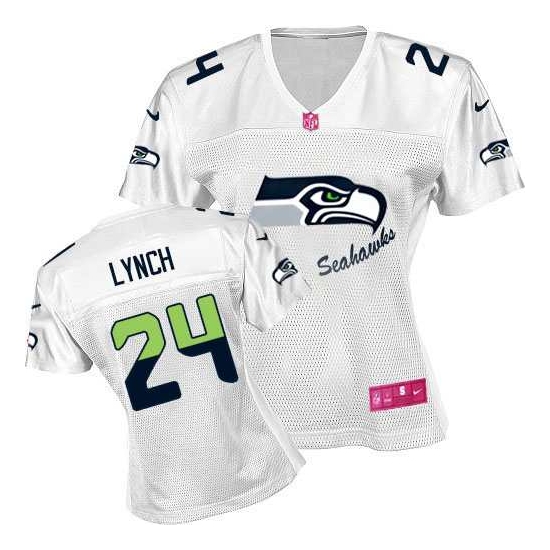 Women's 24 Marshawn Lynch Elite White 2012 Fem Fan Jersey - Marshawn ...