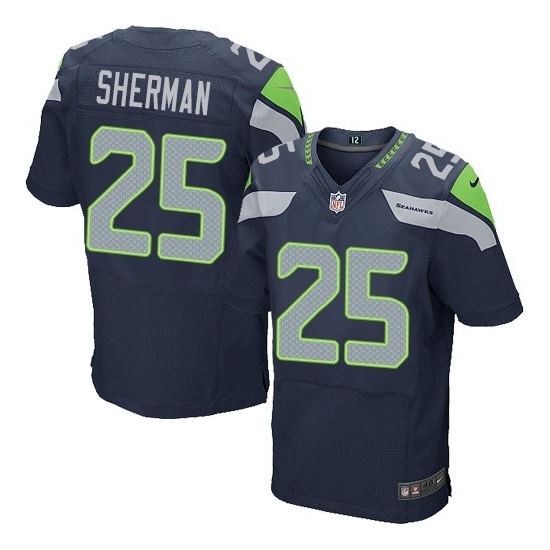 Nike Seattle Seahawks 25 Richard Sherman Elite Steel Blue Team Color Jersey